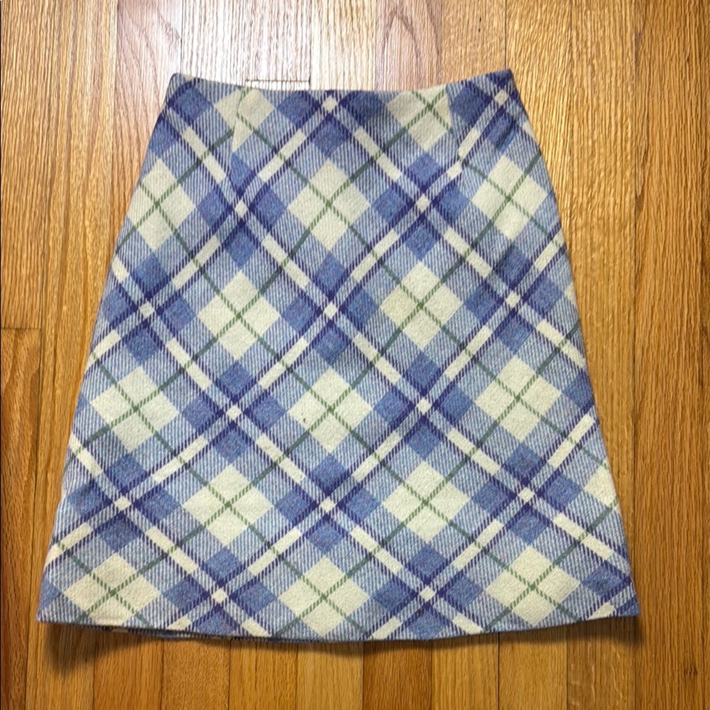 Vintage 60s Bobbie Brooks Purple and Cream Plaid A-Line Skirt